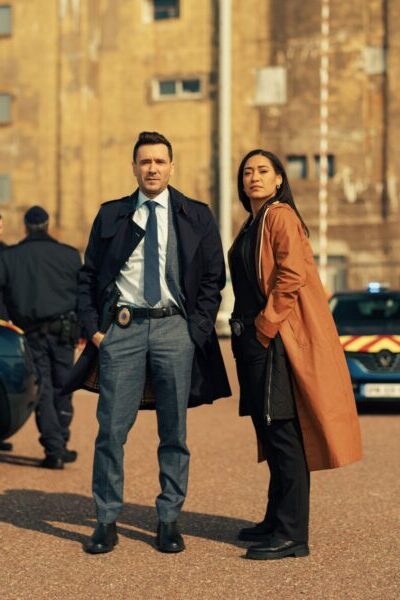 Allan Hawco and Josephine Jobert as Fitz and Arch on CBC's Saint-Pierre